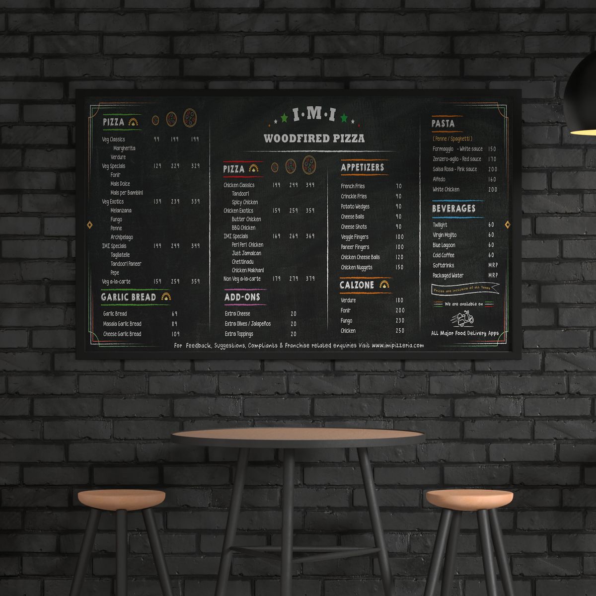 IMI Pizzeria Menu Design